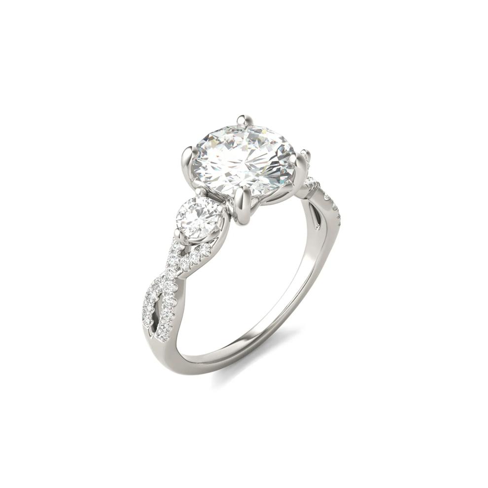 Lab Created Moissanite Twist-Shank Multi-Stone Engagement Ring in 14K White Gold – Image 3 of 6