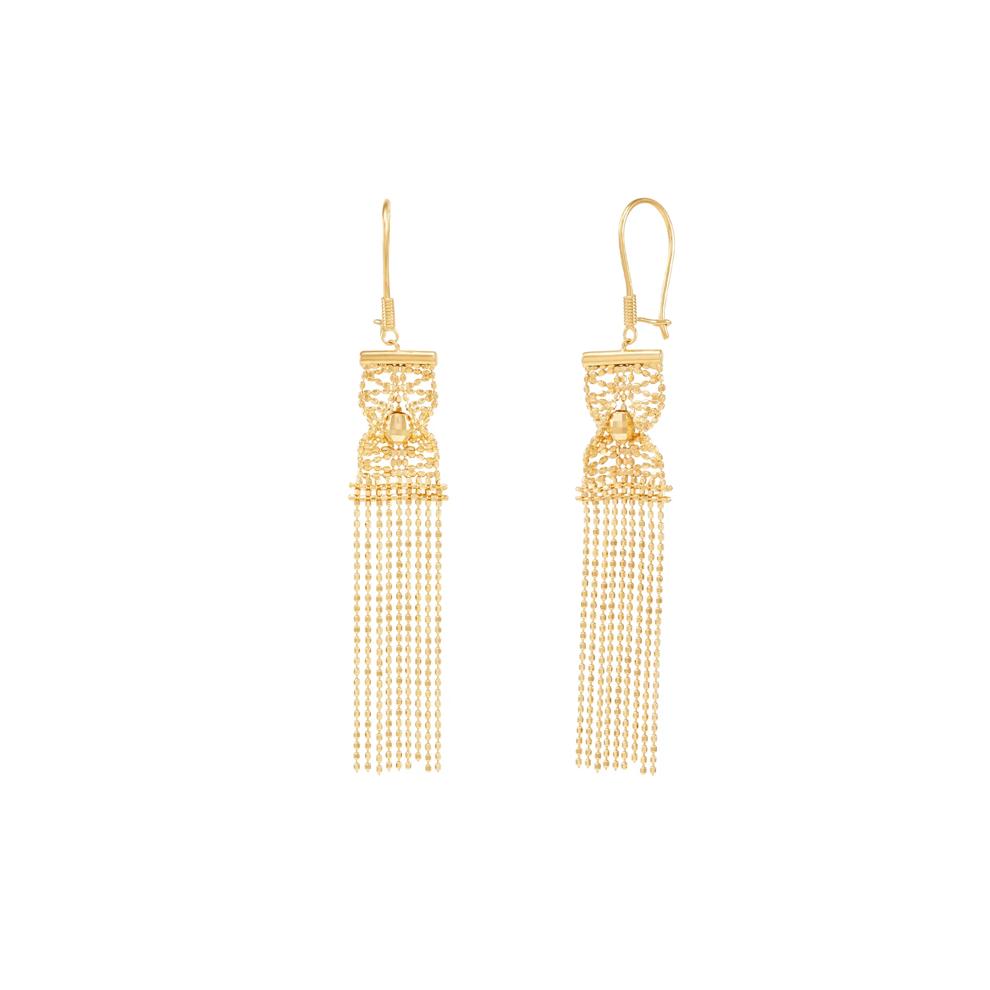 Beaded Dangle Curtain Earrings in 10K Yellow Gold – Image 1 of 1