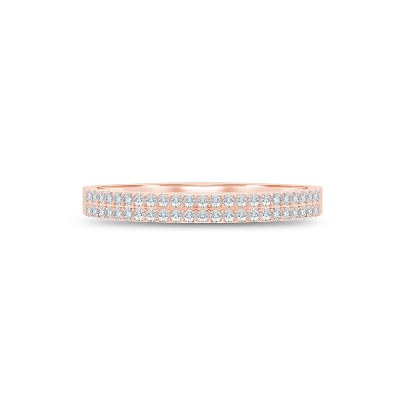 Double Row Diamond Stack Band in 10K Rose Gold &#40;1/8 ct. tw.&#41; – Image 1 of 3