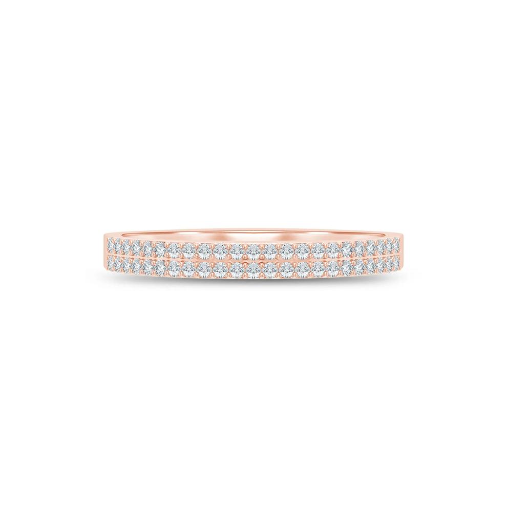 Double Row Diamond Stack Band in 10K Rose Gold (1/8 ct. tw.) – Image 1 of 3