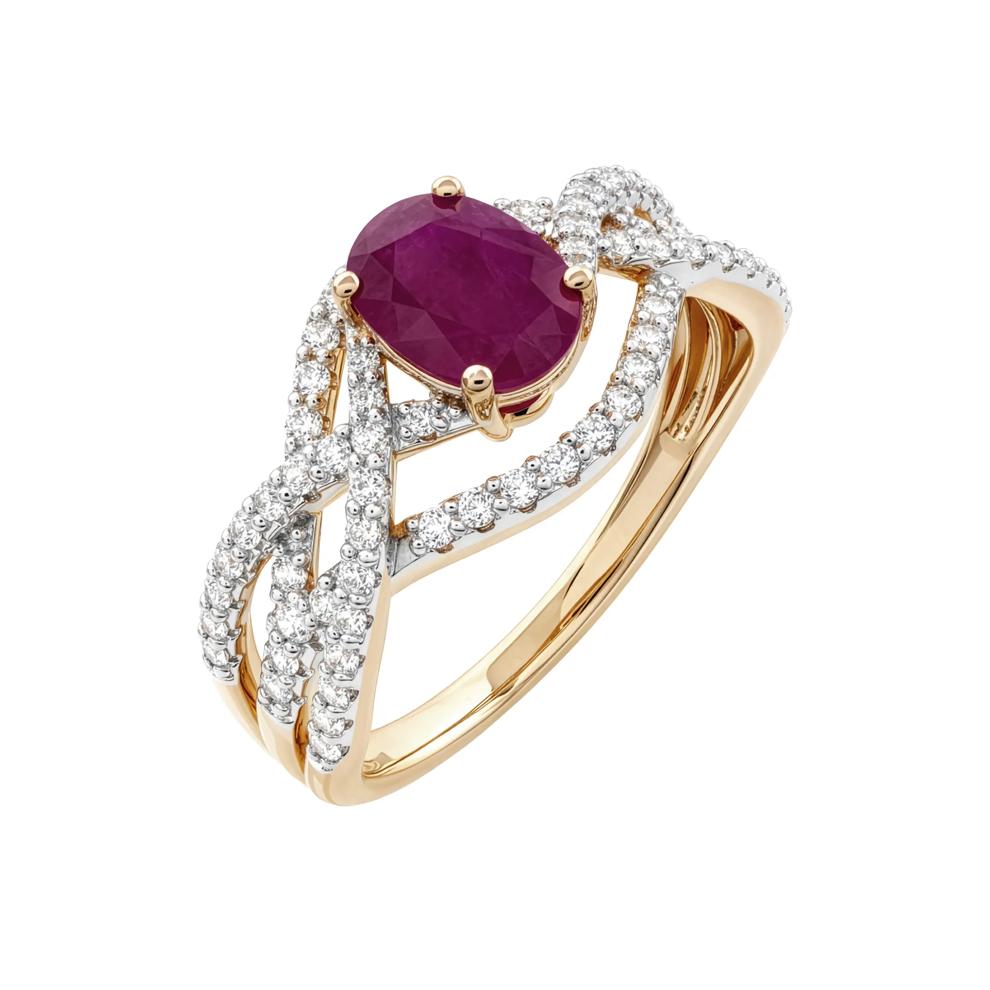 Ruby &amp; Diamond Open Shank Ring in 10K Yellow Gold (3/8 ct. tw.) – Image 4 of 4