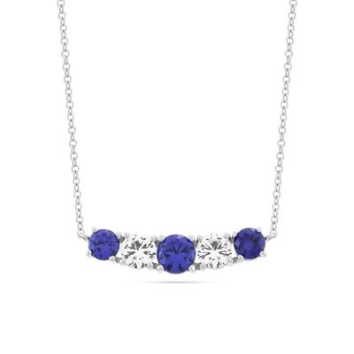Lab-Created Blue Sapphire & Lab-Created White Sapphire Necklace in Sterling Silver