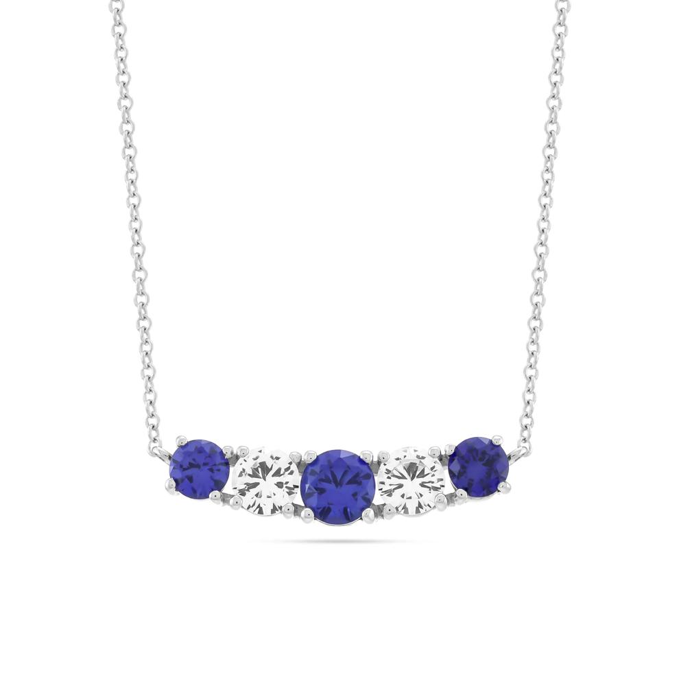 Lab-Created Blue Sapphire &amp; Lab-Created White Sapphire Necklace in Sterling Silver – Image 1 of 4