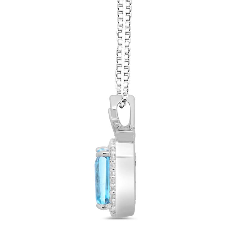 Emerald-Cut Blue Topaz and Diamond Elsa Pendant in Sterling Silver &#40;1/10 ct. tw.&#41; – Image 2 of 3