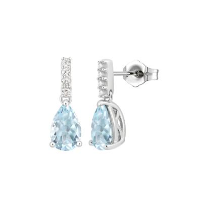 Aquamarine and Diamond Accent Earrings in 10K White Gold