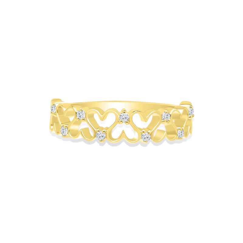 Diamond Open Heart Band in 10K Yellow Gold &#40;1/8 ct. tw.&#41; – Image 1 of 3