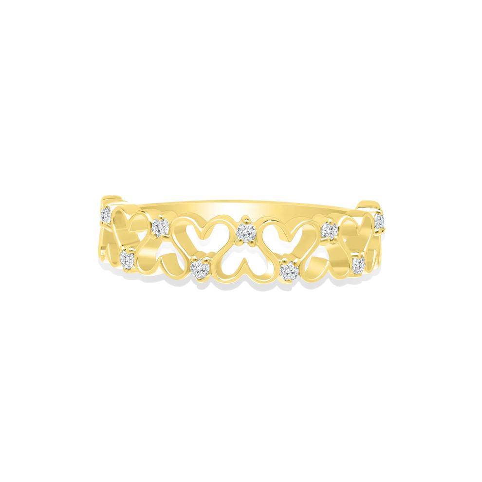 Diamond Open Heart Band in 10K Yellow Gold (1/8 ct. tw.) – Image 1 of 3
