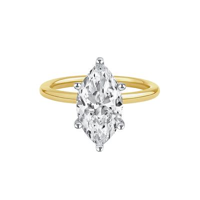 Lab Grown Diamond Solitaire Marquise Engagement Ring in 14K White & Yellow Gold (3 ct.)