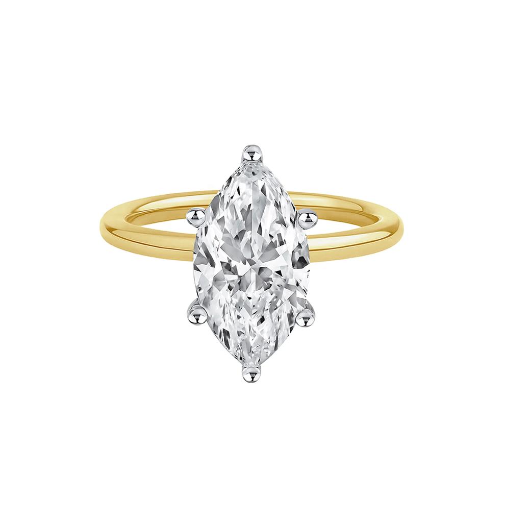 Lab Grown Diamond Solitaire Marquise Engagement Ring in 14K White &amp; Yellow Gold (3 ct.) – Image 1 of 4
