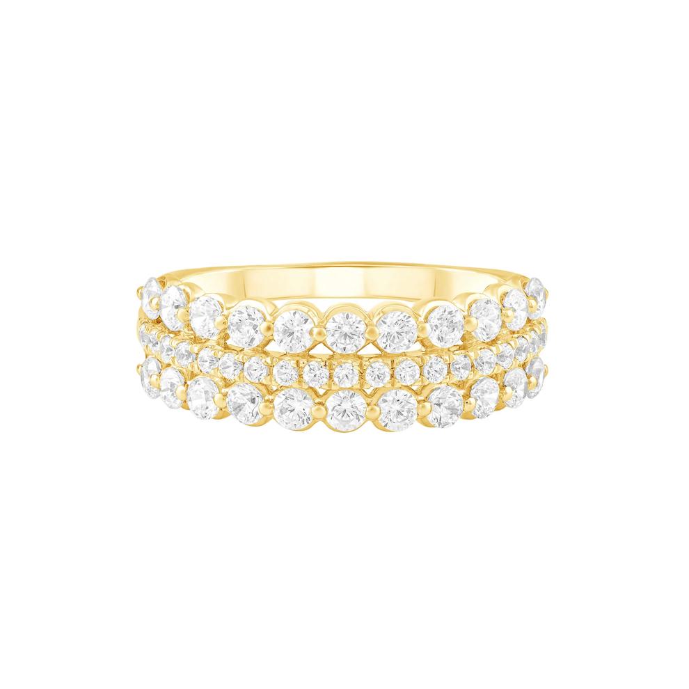 Diamond Multi-Row Wedding Band in 10K Yellow Gold (1 ct. tw.) – Image 1 of 3