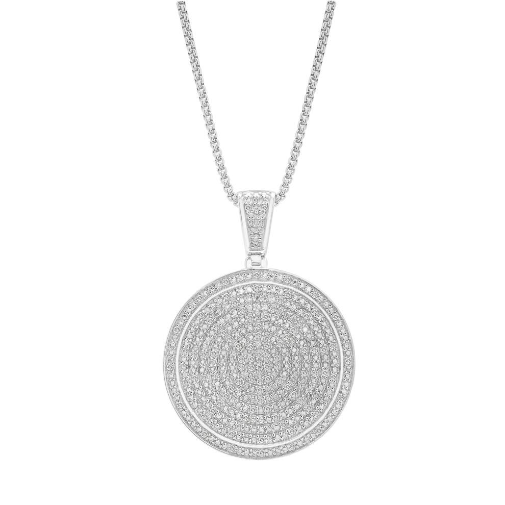 Men&rsquo;s Diamond Circle Pendant in Sterling Silver (1/2 ct. tw.) – Image 1 of 4