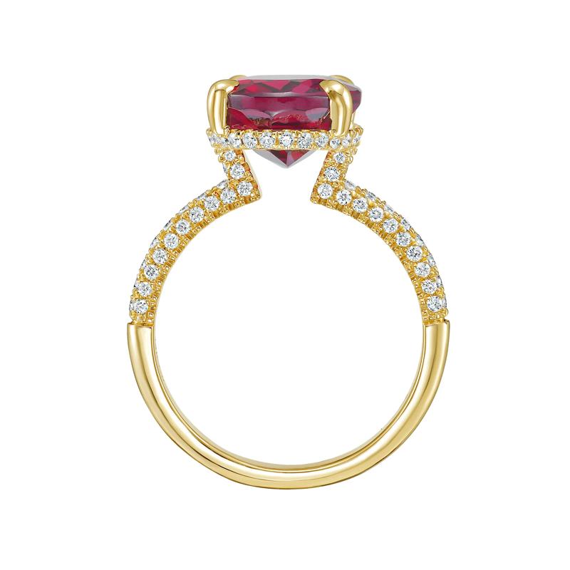 Rhodolite Garnet Oval &amp; Pav&eacute; Diamond Ring in 14K Yellow Gold &#40;1/2 ct. tw.&#41; – Image 2 of 3