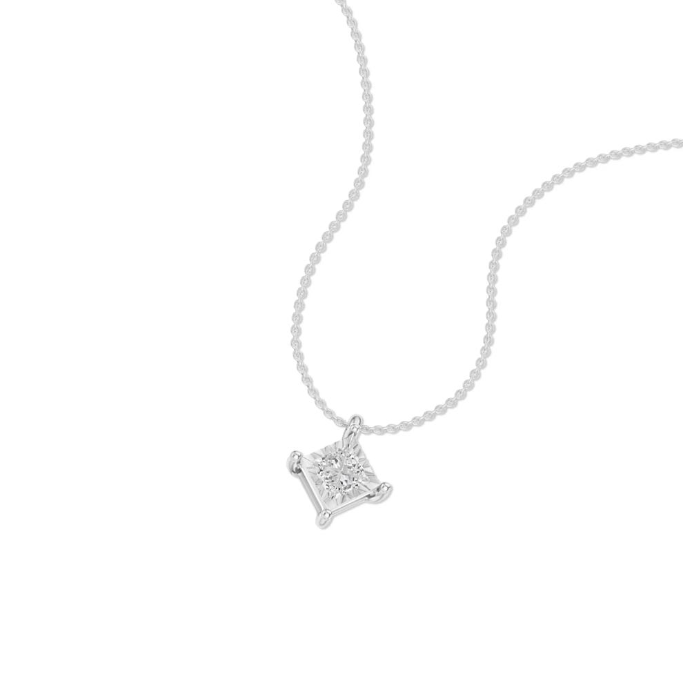 Lab Grown Princess-Cut Diamond Illusion Pendant in 10K White Gold (1/4 ct. tw.) – Image 4 of 4