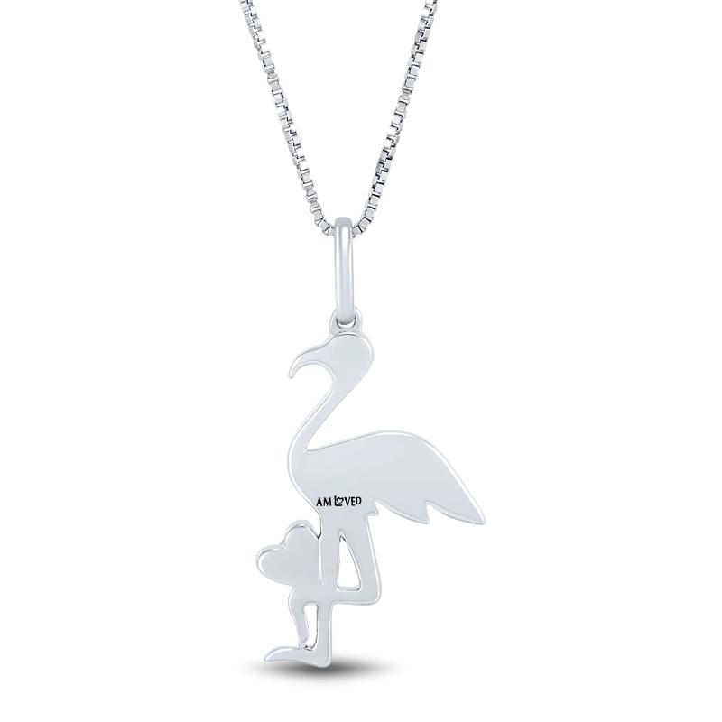 Flamingo Pendant with Diamond Accents in Sterling Silver and 14K Rose Gold – Image 4 of 4