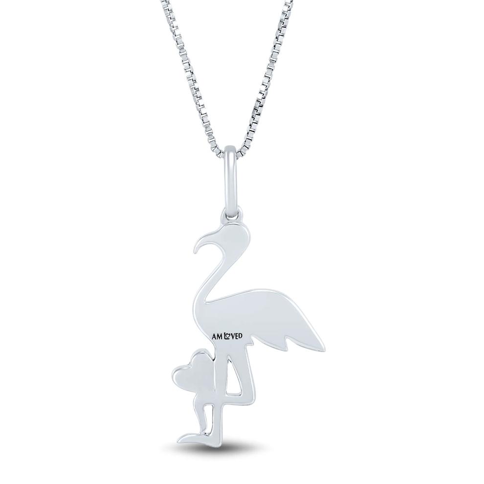 Flamingo Pendant with Diamond Accents in Sterling Silver and 14K Rose Gold – Image 4 of 4