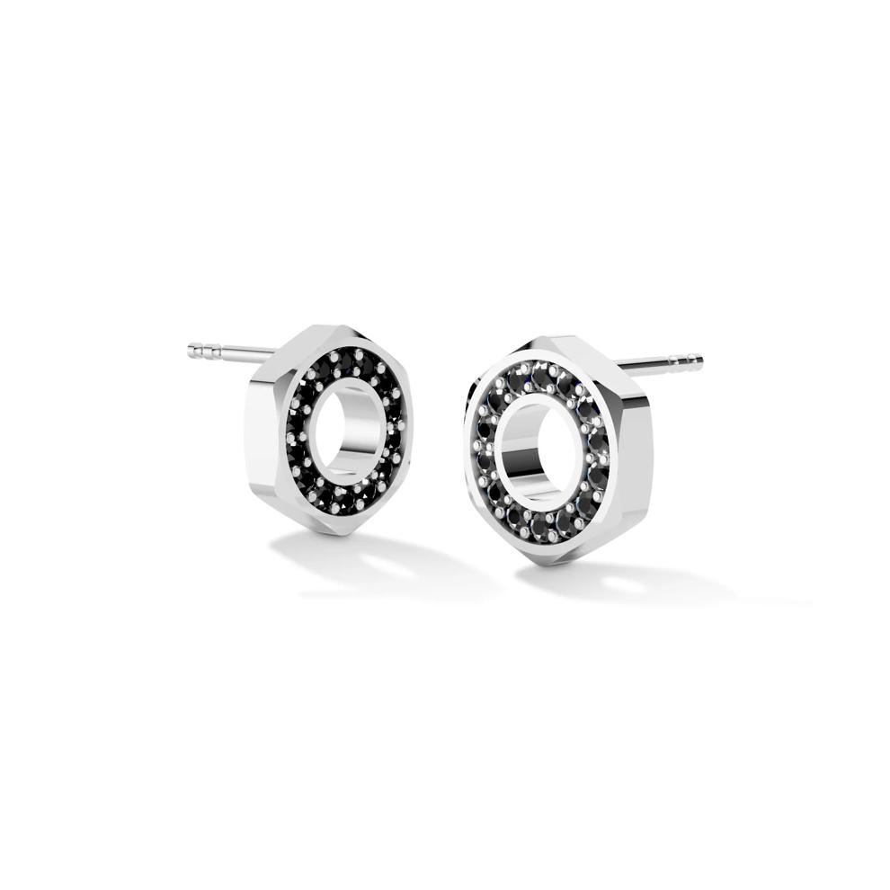 Men's Lab Grown Diamond Hex Nut Design Stud Earrings in Vermeil (3/8 ct. tw.) – Image 3 of 4
