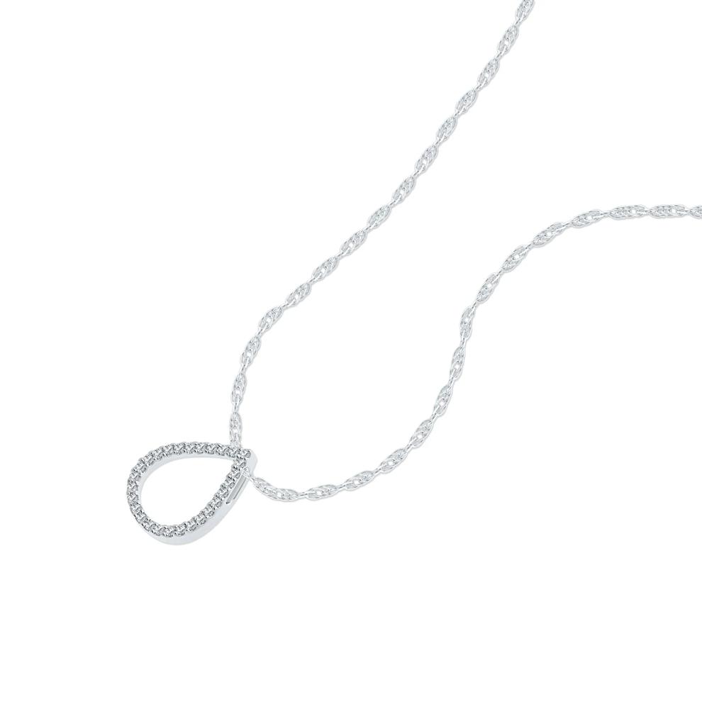 Diamond Pear-Shaped Pendant Necklace in 10K White Gold (1/10 ct. tw.) – Image 3 of 4