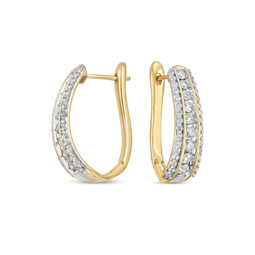 Diamond Multi-Row Hoop Earrings in 10K Yellow Gold (1 ct. tw.) – Image 1 of 2