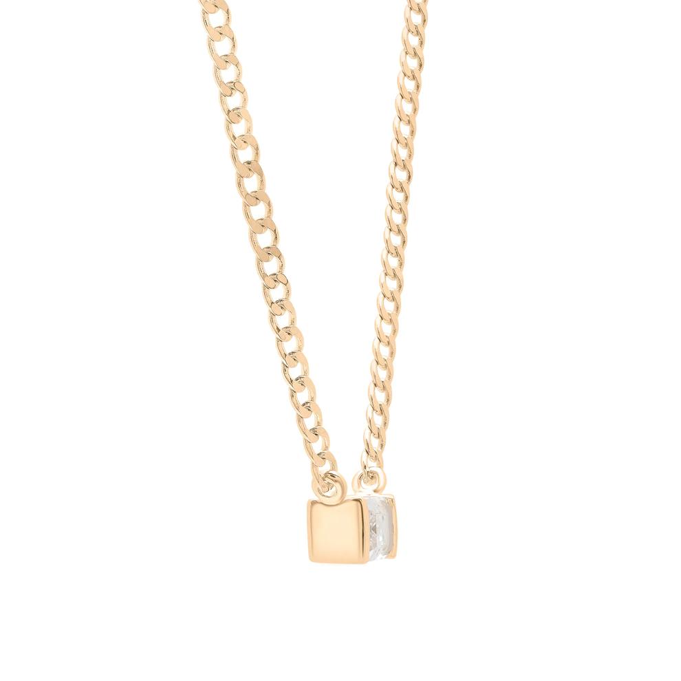 Lab-Created White Sapphire Cuban Link Necklace in Vermeil – Image 3 of 5