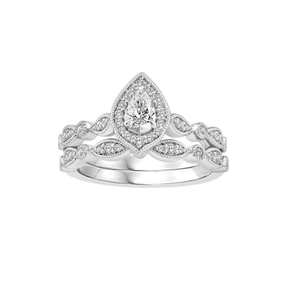 Pear-Shaped Diamond Engagement Set in 14K White Gold (5/8 ct. tw.) – Image 1 of 3