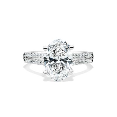 Lab Grown Diamond Oval Engagement Ring in 14K White Gold (3-1/2 ct. tw.)