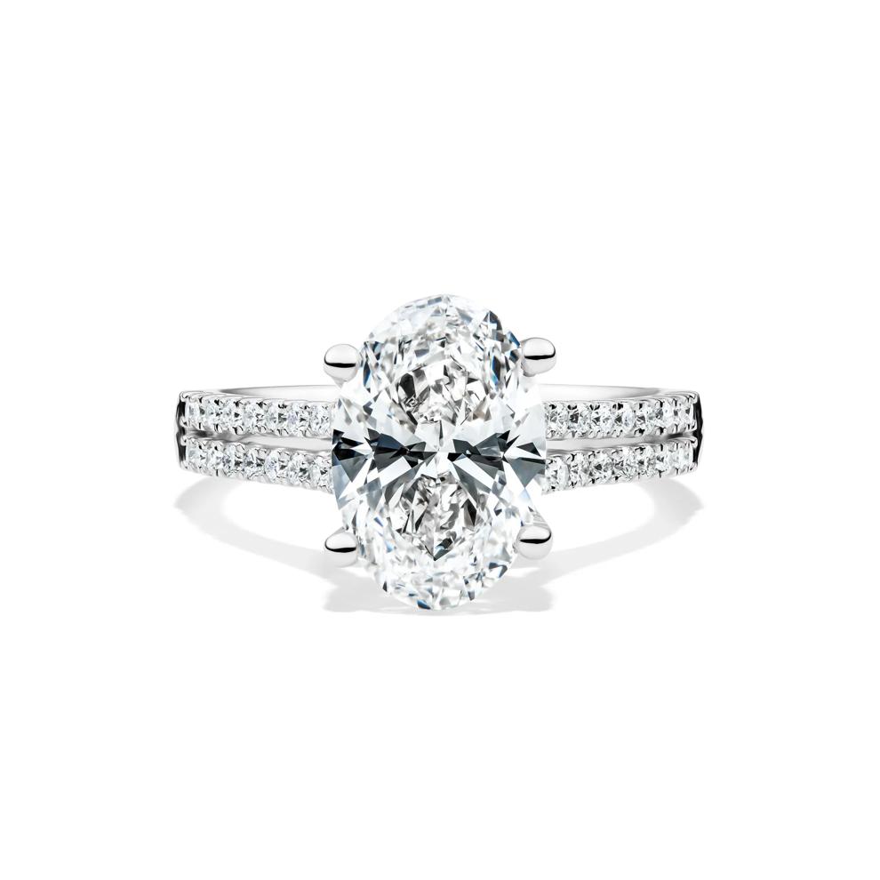 Lab Grown Diamond Oval Engagement Ring in 14K White Gold (3-1/2 ct. tw.) – Image 1 of 4