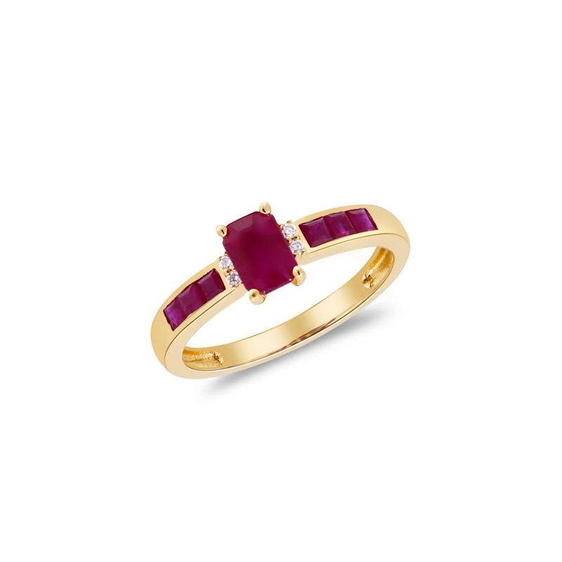Ruby &amp; Diamond Accent Ring in 10K Yellow Gold – Image 5 of 5