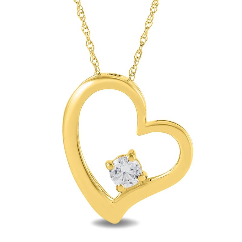 Lab Grown Diamond Heart Pendant in 10K Gold – Image 1 of 3