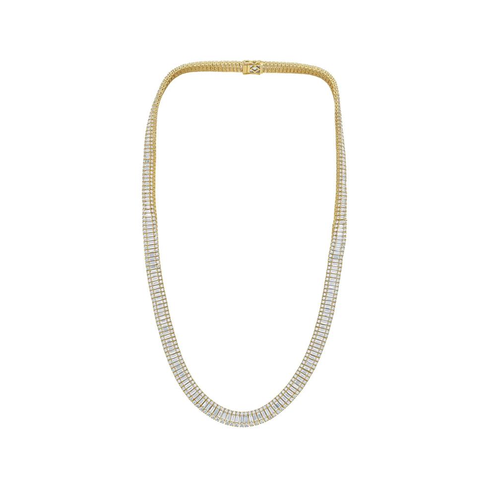 Men's Lab Grown Diamond Baguette &amp; Round Eternity Necklace in 14K Yellow Gold (41 1/6 ct. tw.) – Image 2 of 4