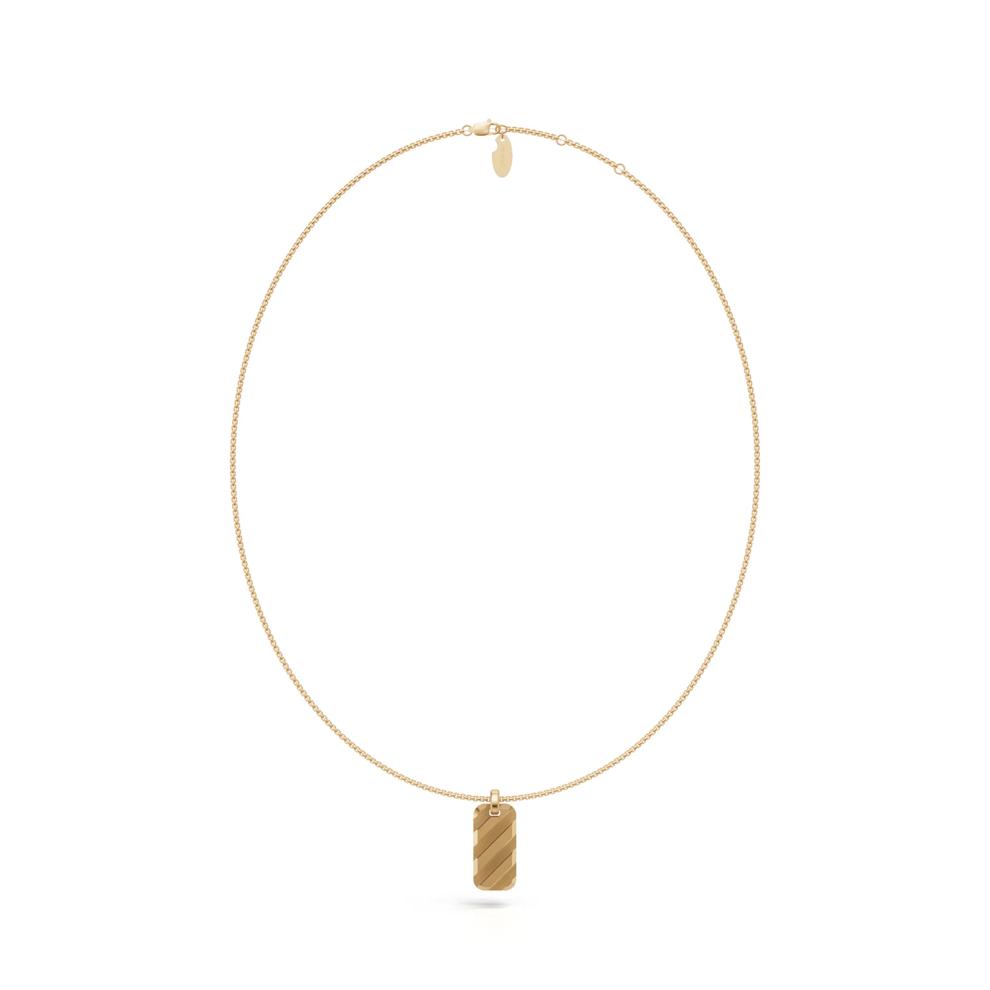 Men's Striped Design Dog Tag Pendant Necklace in Vermeil – Image 3 of 9