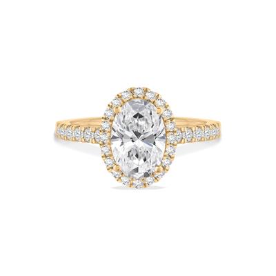 Lab Grown Diamond Oval Halo Engagement Ring in 14K Gold
