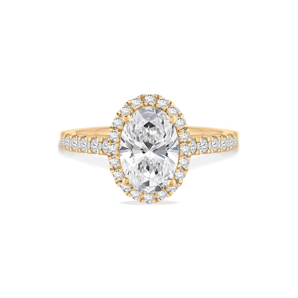 Lab Grown Diamond Oval Halo Engagement Ring in 14K Yellow Gold (2 1/2 ct. tw.) – Image 1 of 4