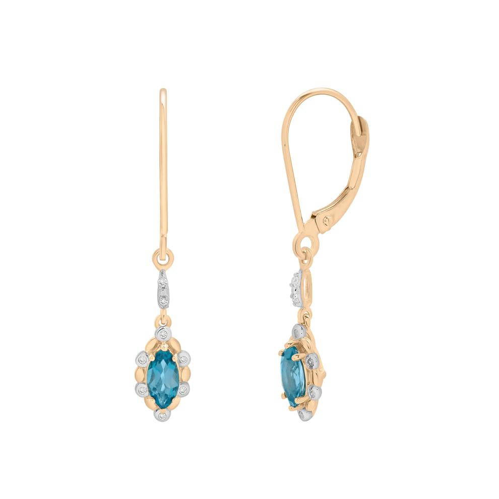 London Blue Topaz and Diamond Accent Earrings in 14K Yellow Gold – Image 1 of 1