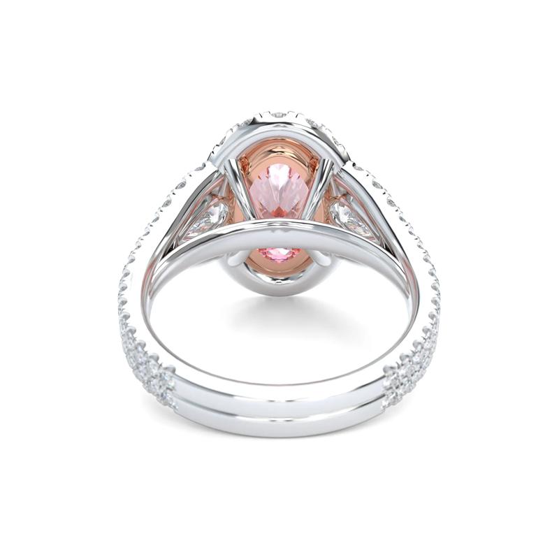 Lab Grown Diamond Pink Oval Engagement Ring in Platinum &amp; 18K Rose Gold (4 3/4 ct. tw.) – Image 4 of 5