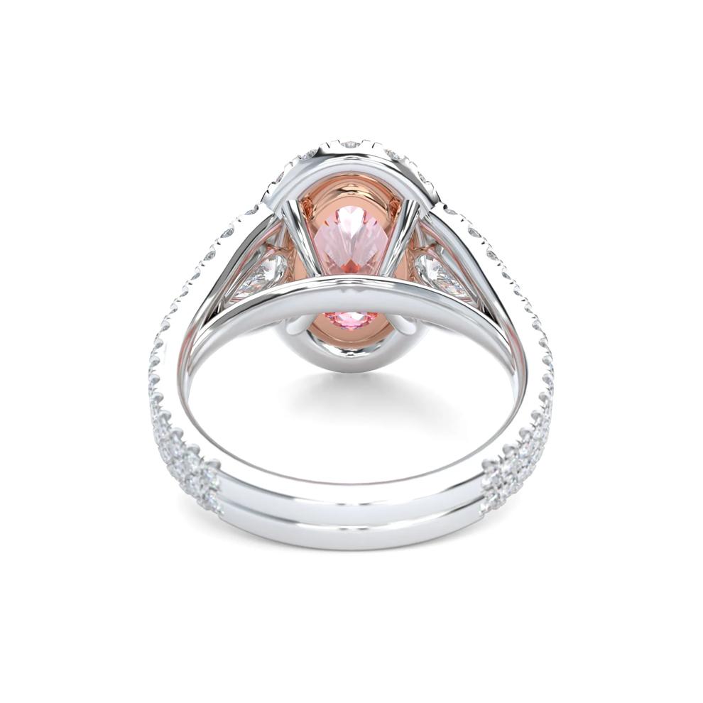Lab Grown Diamond Pink Oval Engagement Ring in Platinum &amp; 18K Rose Gold (4 3/4 ct. tw.) – Image 4 of 5