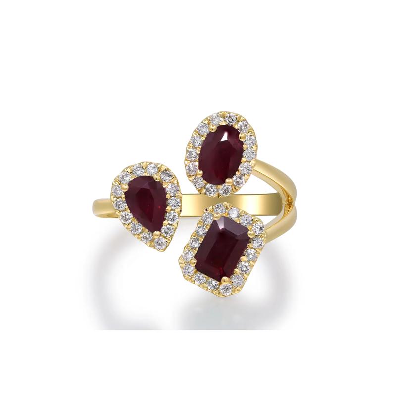 Ruby and Diamond Bypass Ring in 14K Yellow Gold &#40;1/3 ct. tw.&#41; – Image 5 of 5