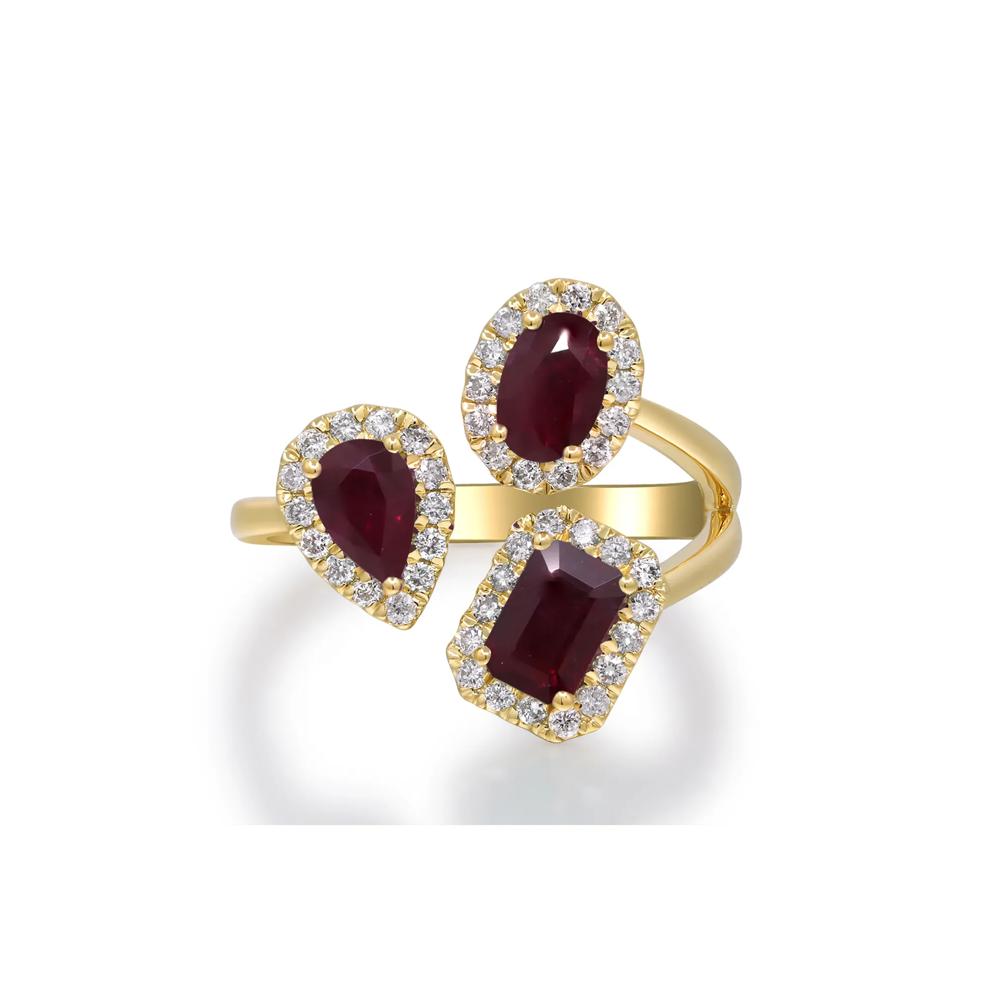 Ruby and Diamond Bypass Ring in 14K Yellow Gold (1/3 ct. tw.) – Image 5 of 5