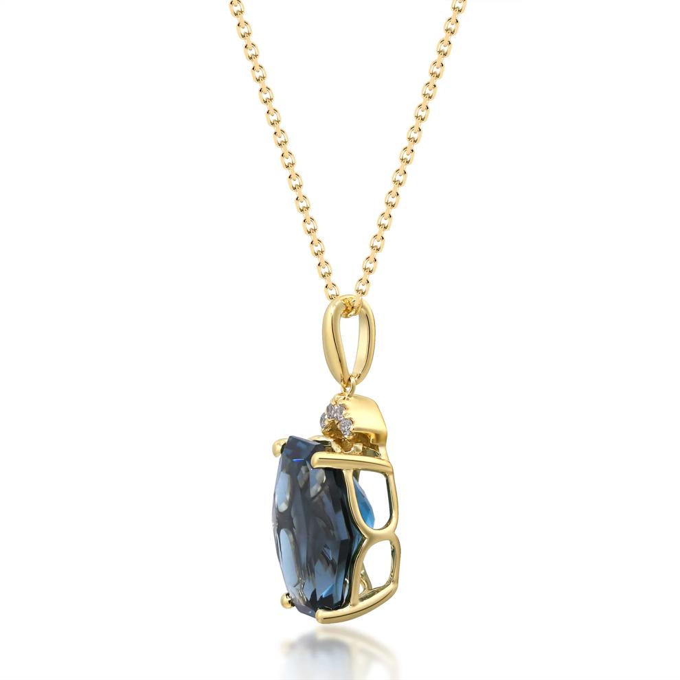 London Blue Topaz &amp; Diamond Accent Pendant in 10K Yellow Gold – Image 2 of 3