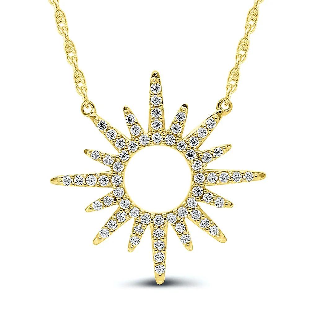 1/5 ct. tw. Diamond Sun Necklace in 10K Yellow Gold