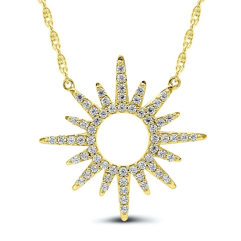 1/5 ct. tw. Diamond Sun Necklace in 10K Yellow Gold – Image 1 of 3