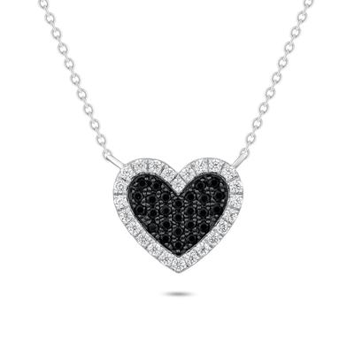 Black & White Diamond Heart Pendant Necklace in Sterling Silver (3/8 ct. tw.)