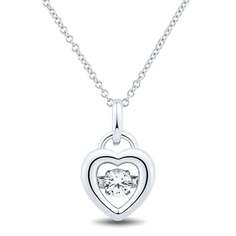 The Beat of Your Heart&amp;&#35;174; Lab Created White Sapphire Heart Pendant in Sterling Silver – Image 1 of 1