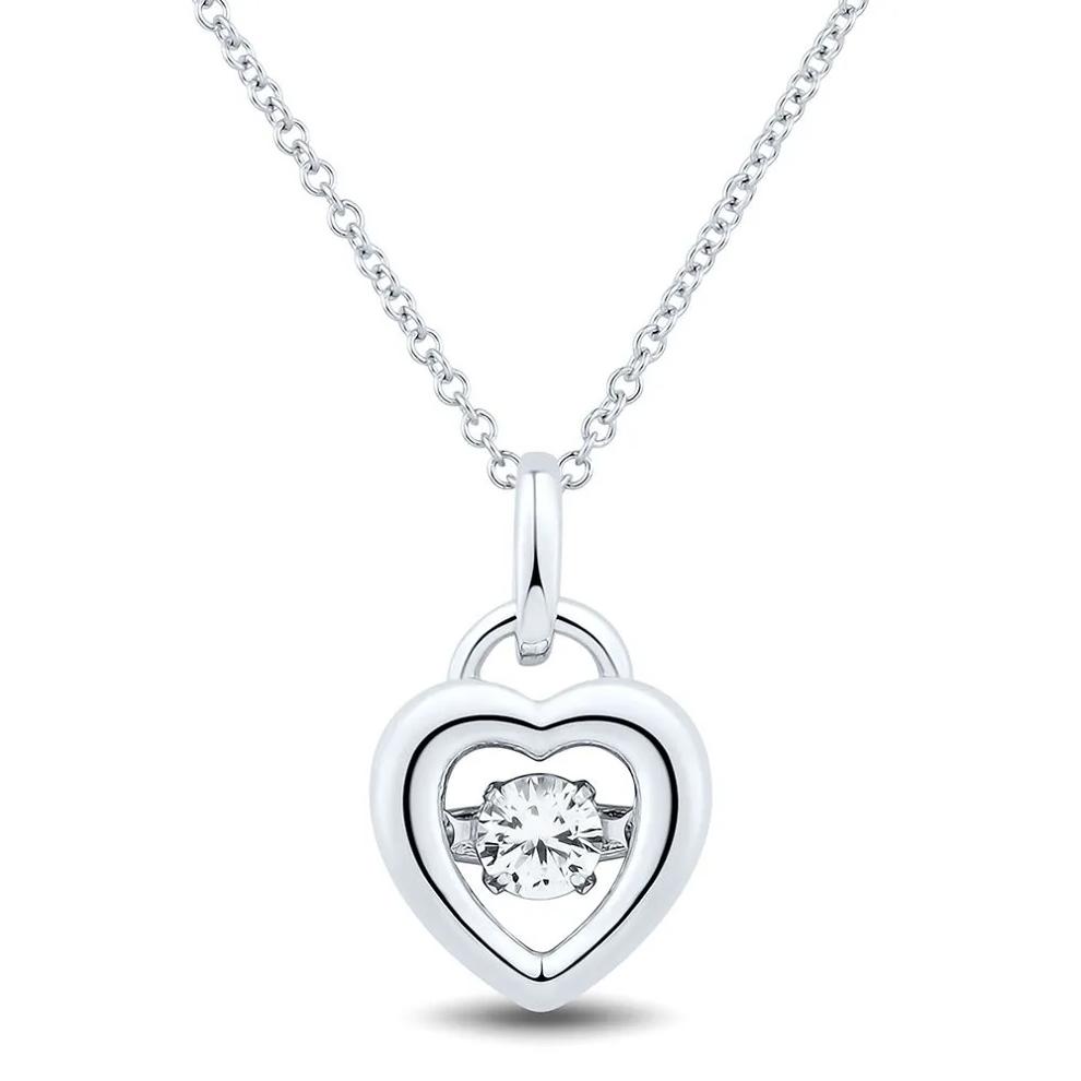 The Beat of Your Heart&amp;#174; Lab Created White Sapphire Heart Pendant in Sterling Silver – Image 1 of 1