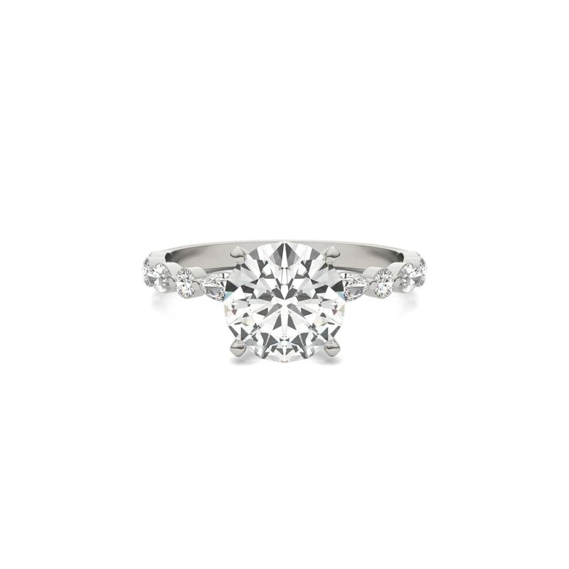 Round Moissanite Ring in 14K White Gold &#40;2 1/3 ct. dew&#41; – Image 1 of 3