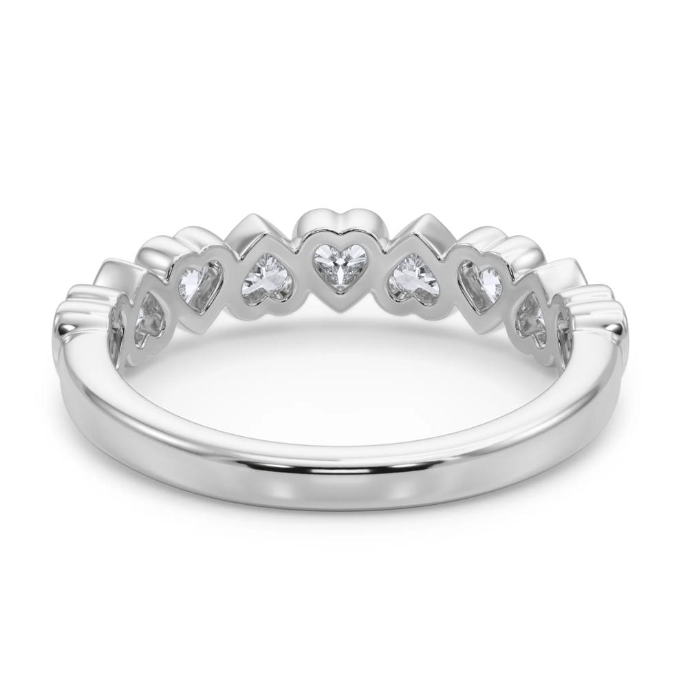 Lab Grown Diamond Heart Bezel Half Eternity Band in 14K White Gold (1 ct. tw.) – Image 4 of 5