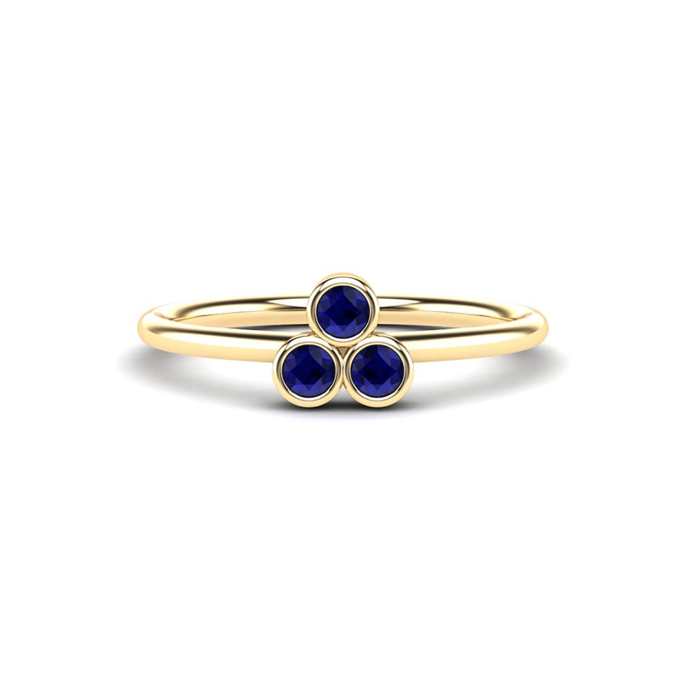 Blue Sapphire Three-Stone Pyramid Ring in 14K Yellow Gold – Image 1 of 4