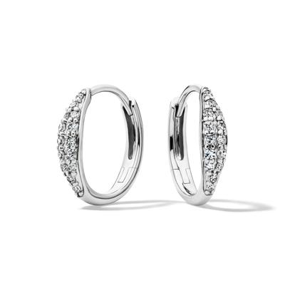 Diamond Pavé Huggie Hoop Earrings in 10K White Gold (1/5 ct. tw.)