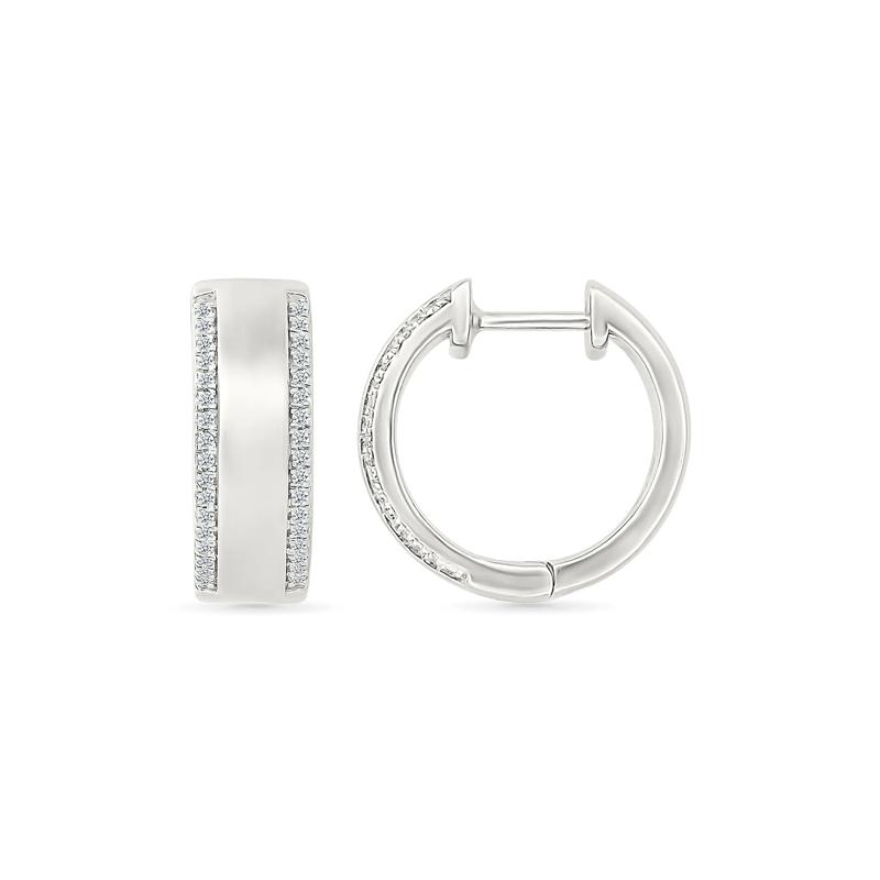 Diamond Hoops in Sterling Silver &#40;1/5 ct. tw.&#41; – Image 2 of 3