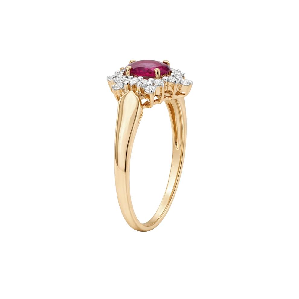 Ruby &amp; Diamond Starburst Halo Ring in 10K Yellow Gold (1/4 ct. tw.) – Image 3 of 4