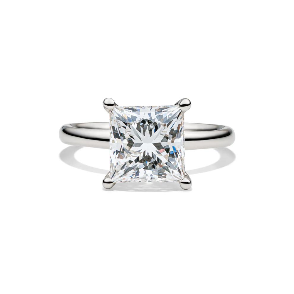 Lab Grown Diamond Princess-Cut Solitaire Engagement Ring in Platinum (4 ct.) – Image 1 of 4